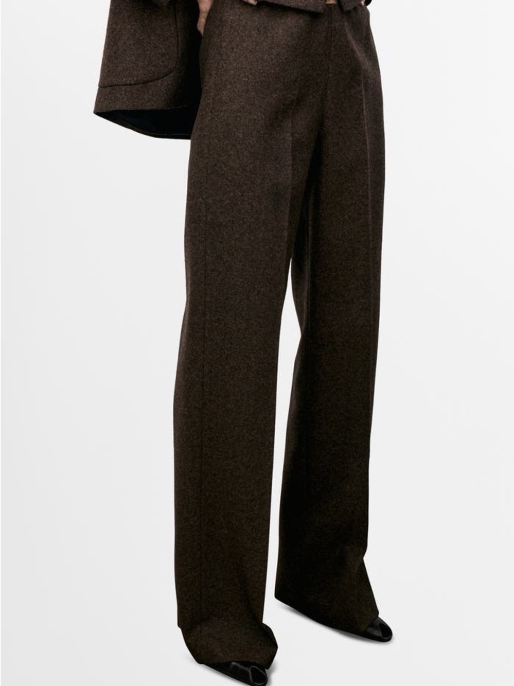 Mango Brown Speckled Wool Pants